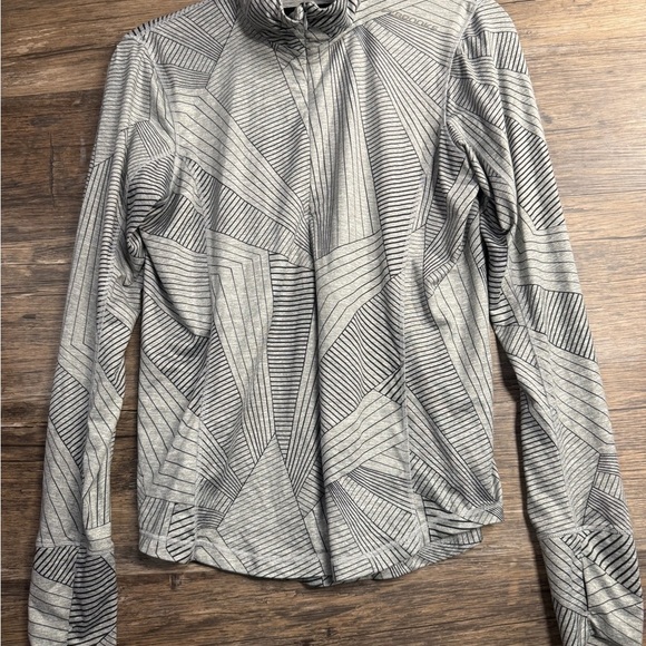 Brooks Black and Gray Patterned Quarter Zip Long Sleeve Running Top - Picture 1 of 5